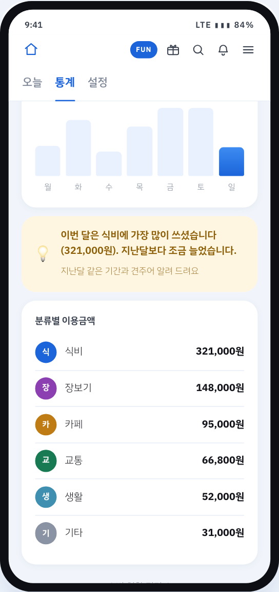 모아가계부 화면 2